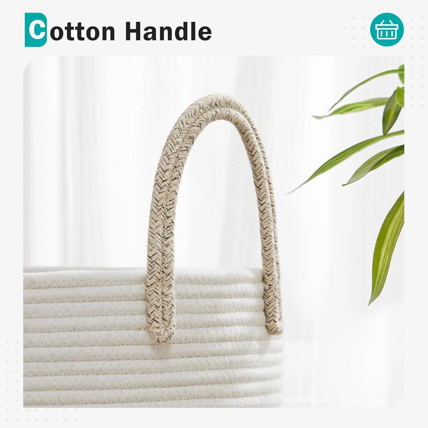 Cotton Rope Laundry Basket by YOUDENOVA, 43L Woven Collapsible Laundry Hamper, Clothes Hamper with Reinforced Handles in the Laundry Room, Bedroom, Bathroom, Brown