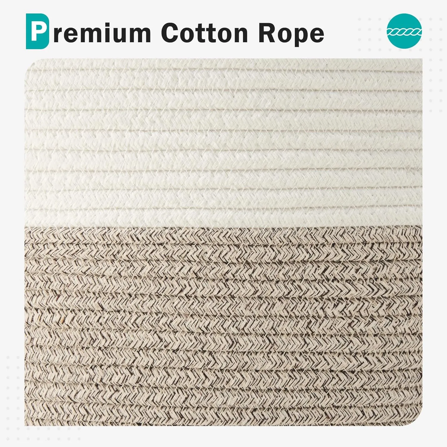 Cotton Rope Laundry Basket by YOUDENOVA, 43L Woven Collapsible Laundry Hamper, Clothes Hamper with Reinforced Handles in the Laundry Room, Bedroom, Bathroom, Brown
