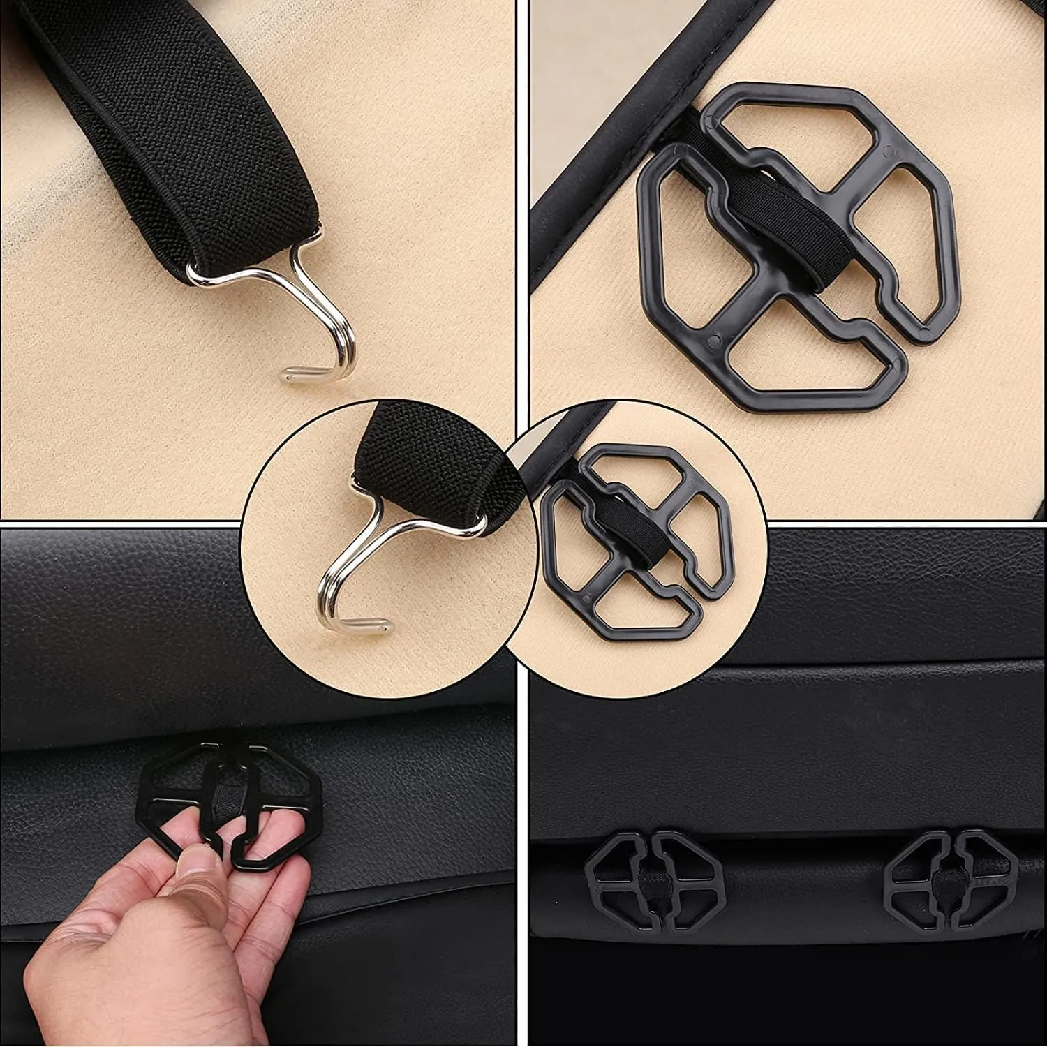 Coverado Car Seat Covers Full Set, Seat Covers for Cars, Black Car Seat Cover, Car Seat Protector, Nappa Leather Car Seat Cushion, Waterproof Car Seat Covers Front Seats and Back Fit for Most Cars