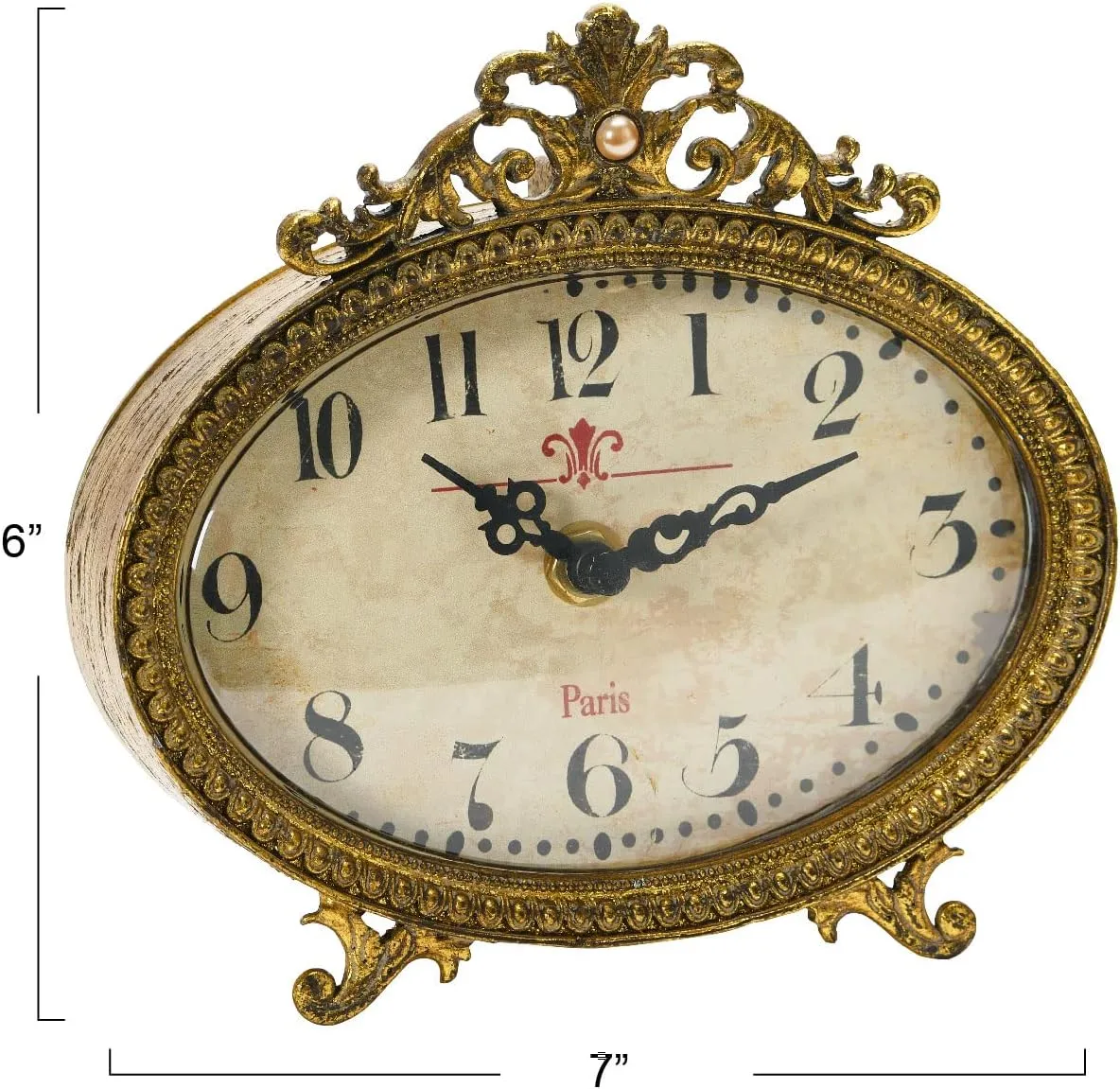 Creative Co-Op, Gold Finish Distressed Pewter Mantel Clock