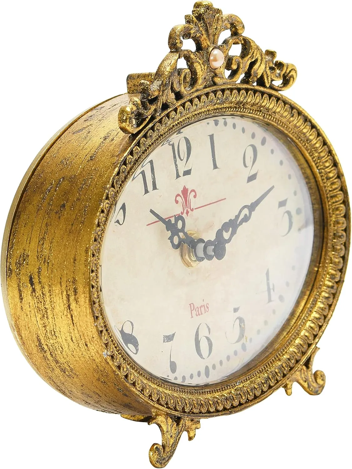 Creative Co-Op, Gold Finish Distressed Pewter Mantel Clock