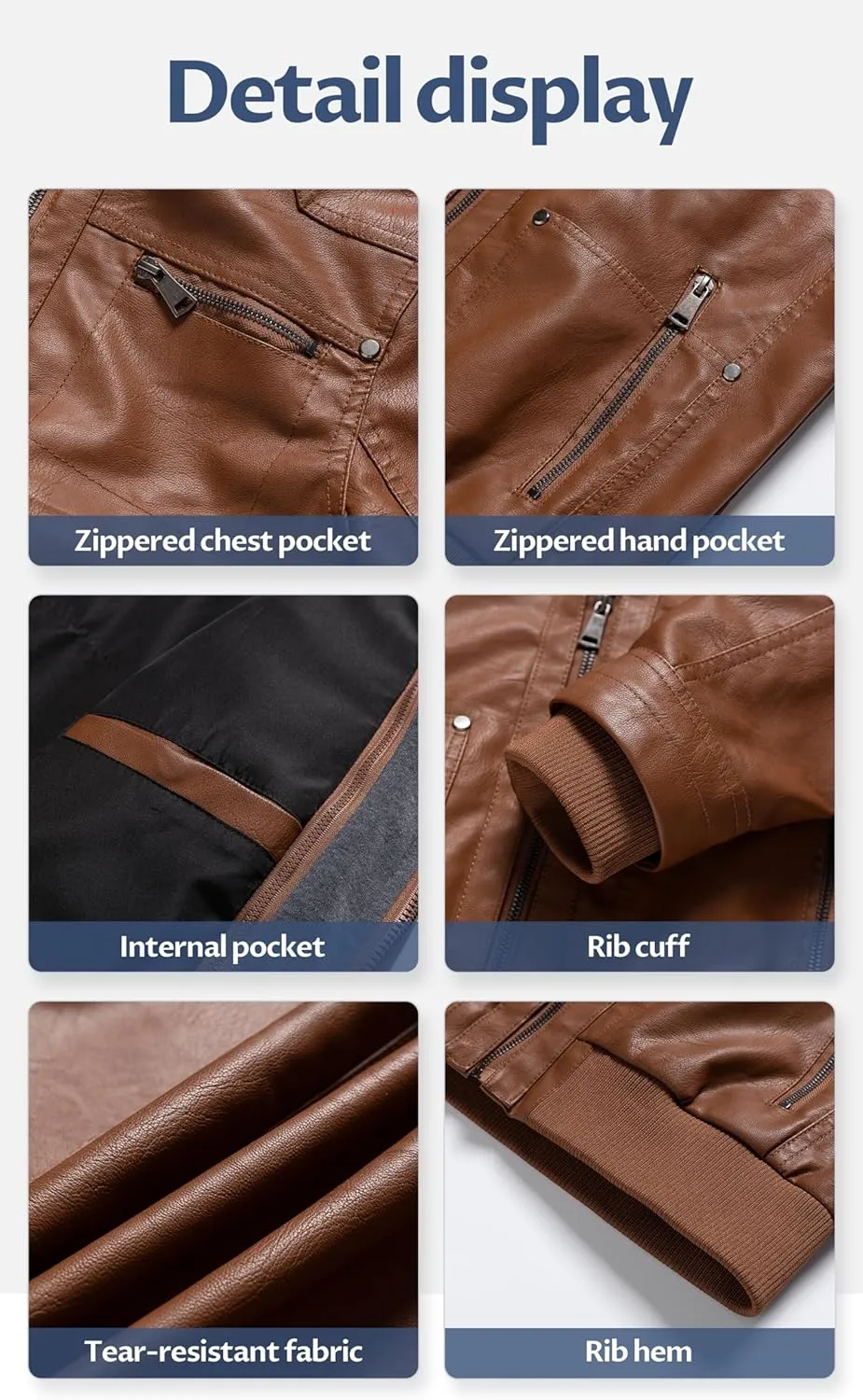 CREATMO US Women's Faux Leather Jacket Waterproof Motorcycle Bomber Jacket Vintage PU Moto Biker Coat With Removable Hood