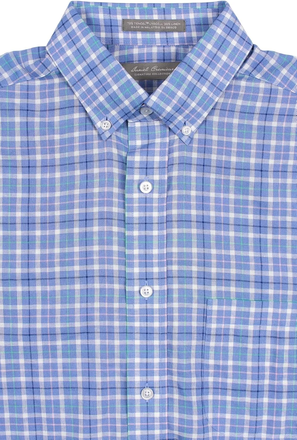 Cremieux Daniel Signature Men's Tencel Lyocell/Linen Blend Short Sleeve Shirt with Pocket