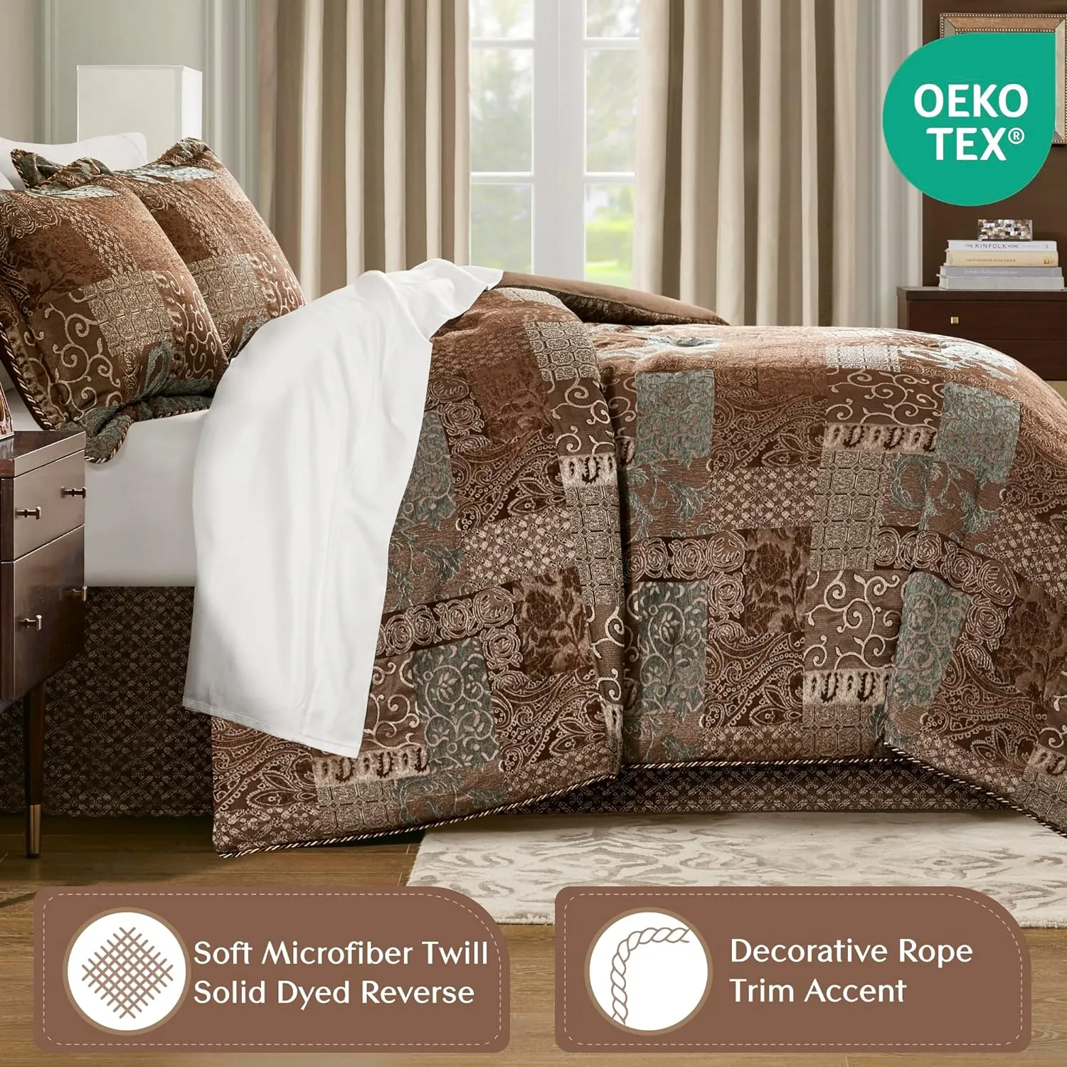 Croscill Galleria 4 Piece Brown Comforter Set Queen/Brown
