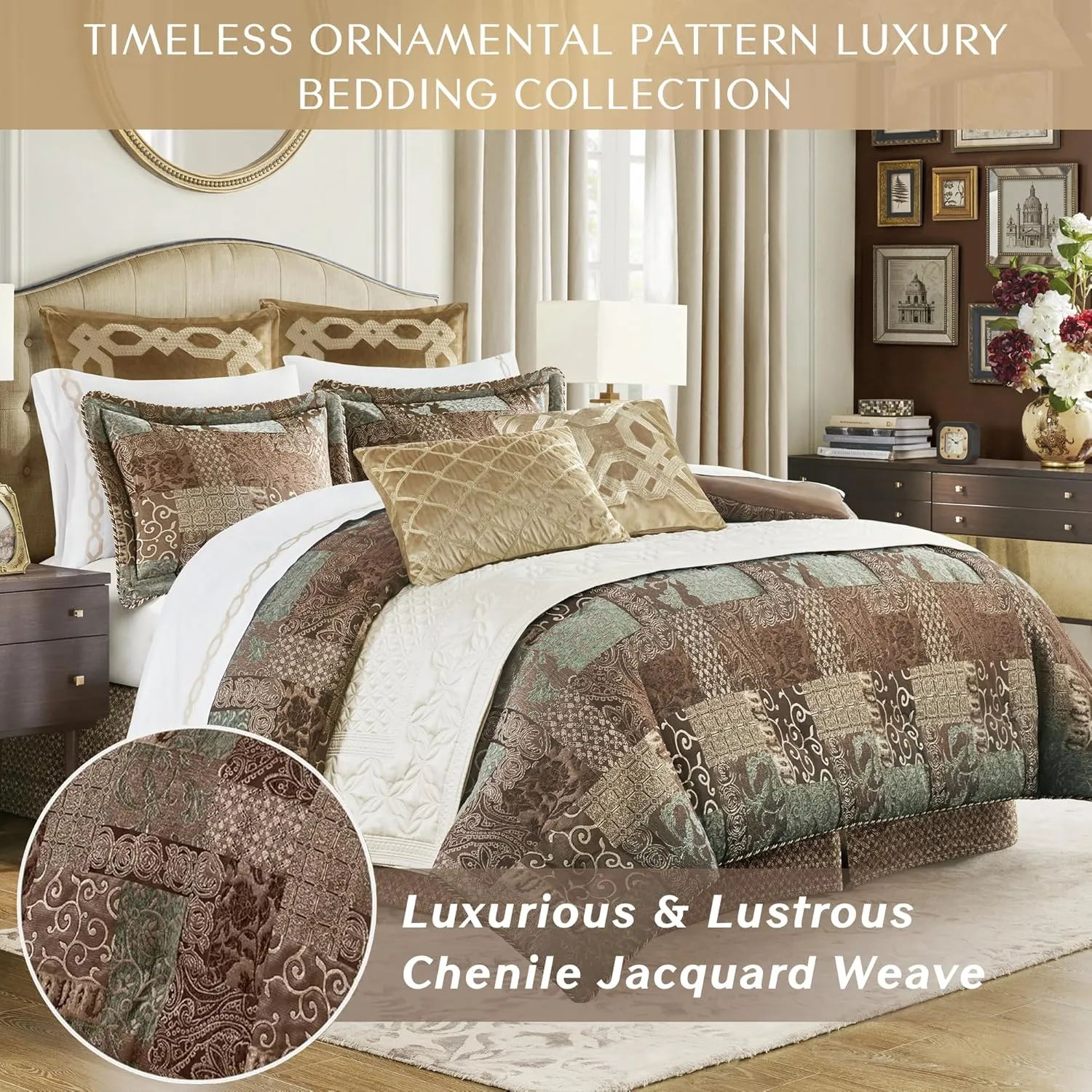 Croscill Galleria 4 Piece Brown Comforter Set Queen/Brown