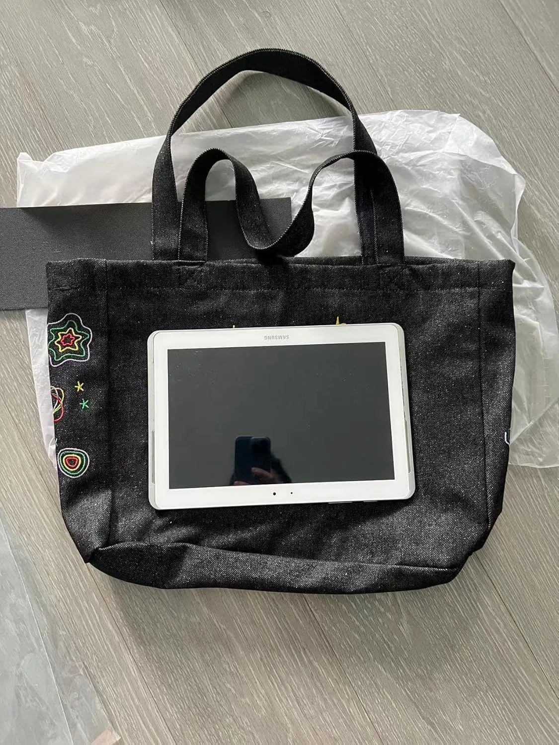 Crossbody Bags For Women Casual Denim Bags Embroidery Shoulder Bag Travel Zipper Handbag Tote Bag