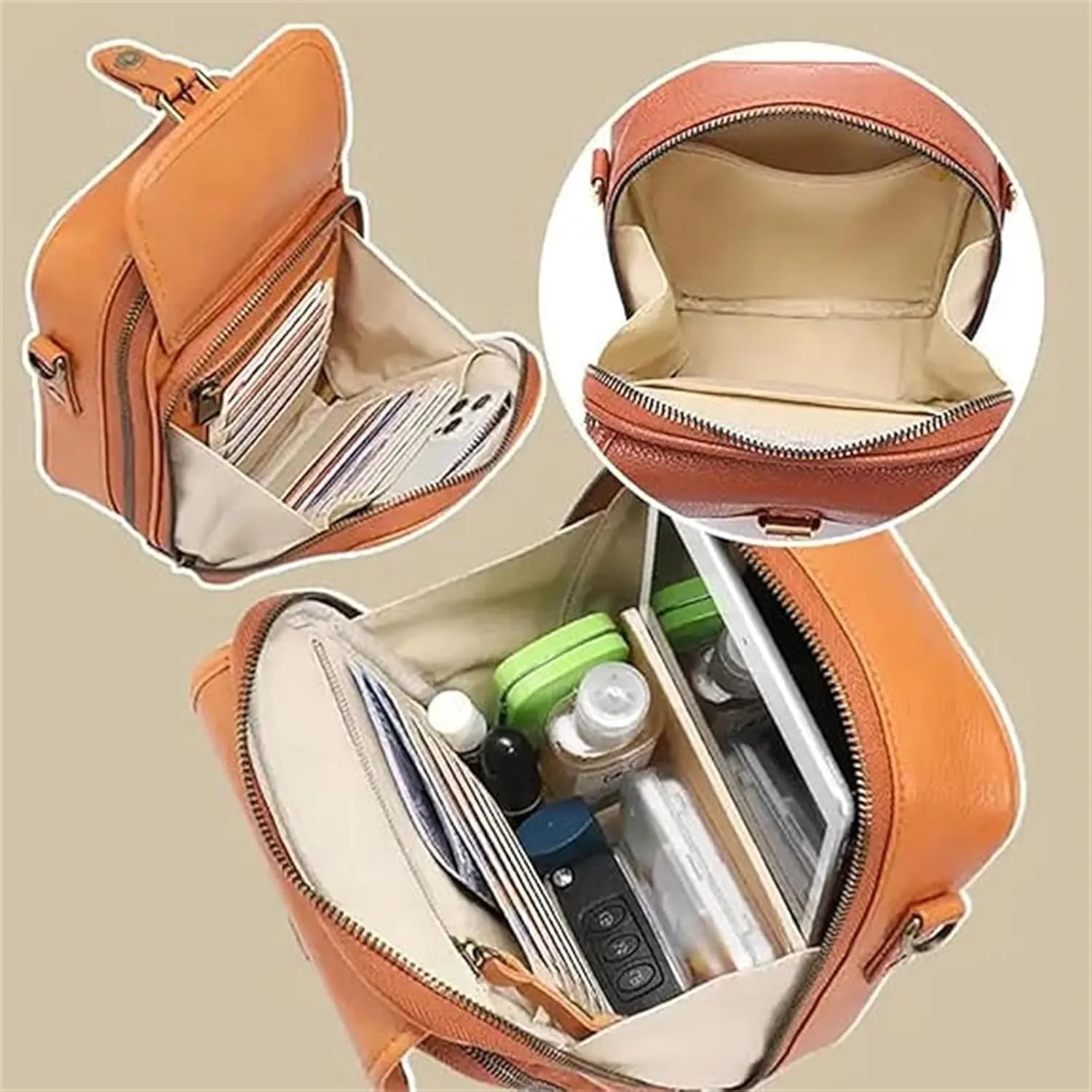 Crossbody Leather Bag, 2025 Vintage Crossbody Bag, With 10 Card Slots and Anti-Theft Zipper
