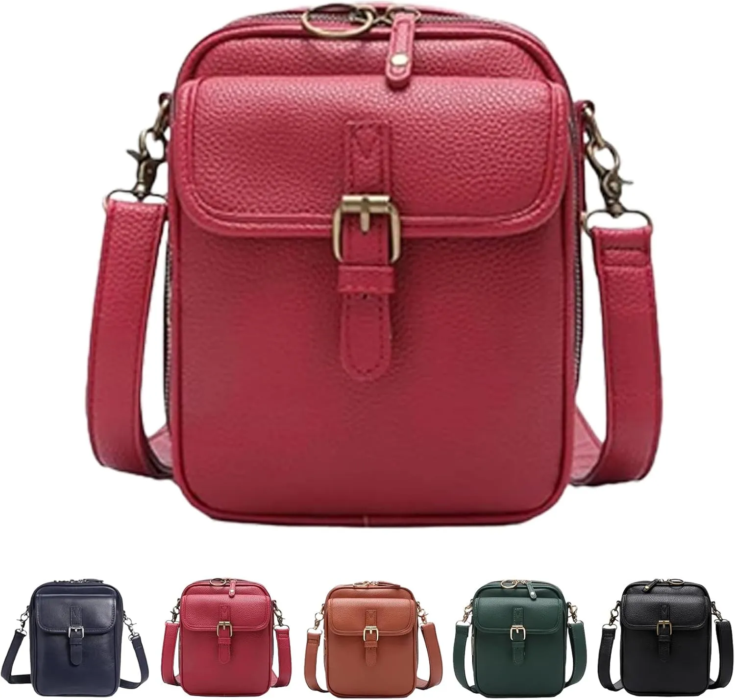 Crossbody Leather Bag, 2025 Vintage Crossbody Bag, With 10 Card Slots and Anti-Theft Zipper