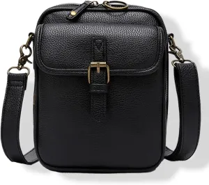 Crossbody Leather Bags for Women, Vegan Anti Theft Side Purse Shoulder, Retro Soft Handbags with Built In Wallet & Card Slots