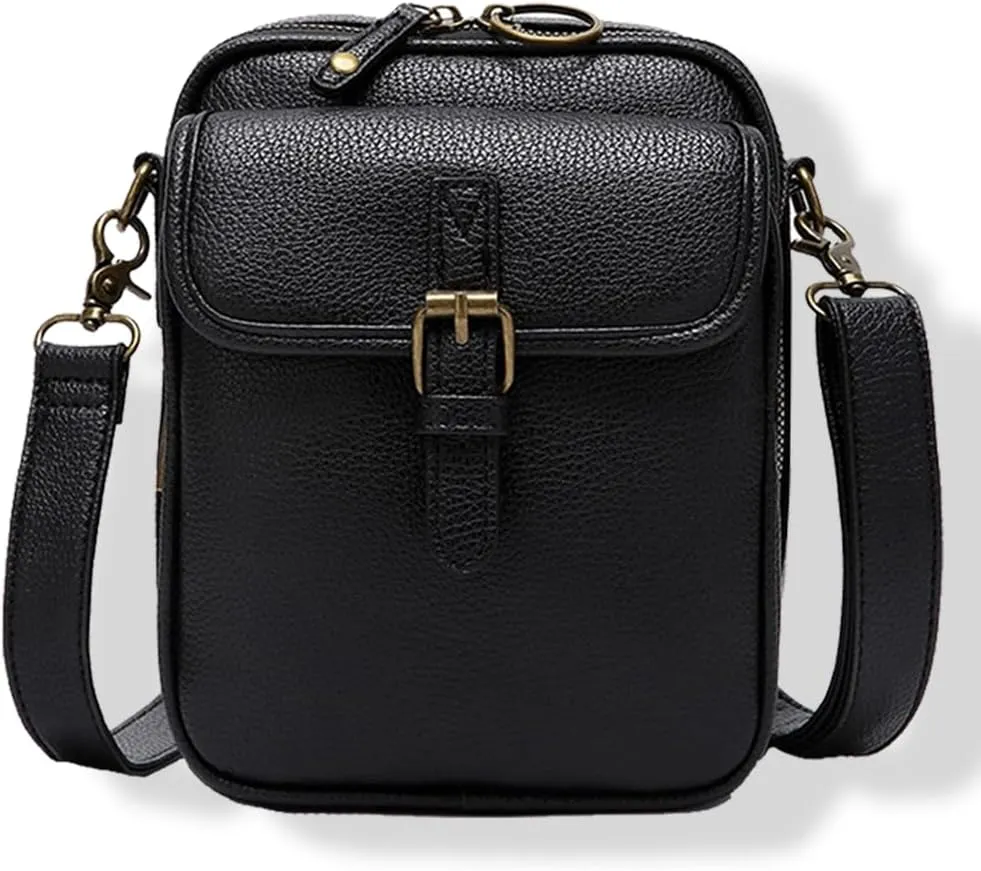 Crossbody Leather Bags for Women, Vegan Anti Theft Side Purse Shoulder, Retro Soft Handbags with Built In Wallet & Card Slots