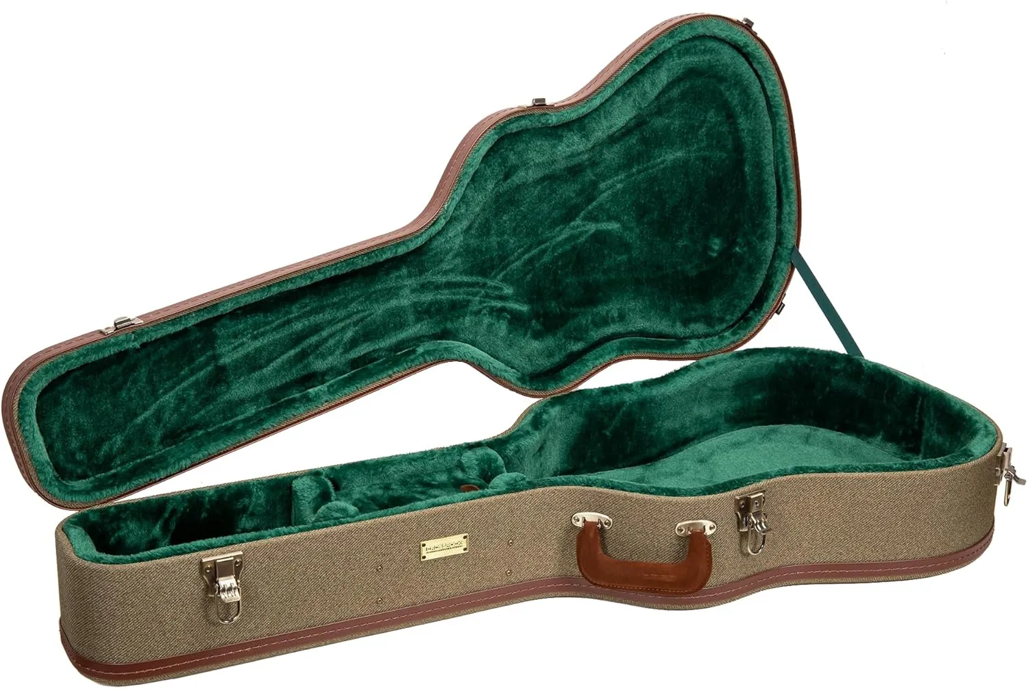 Crossrock Master Series Dreadnought Acoustic Guitar Case for Gibson J-45 / Martin D-Style | Olive Green Eco Tweed Fabric, Re-Engineered Shell, Leather Handle & Forest Green Velvet Interior