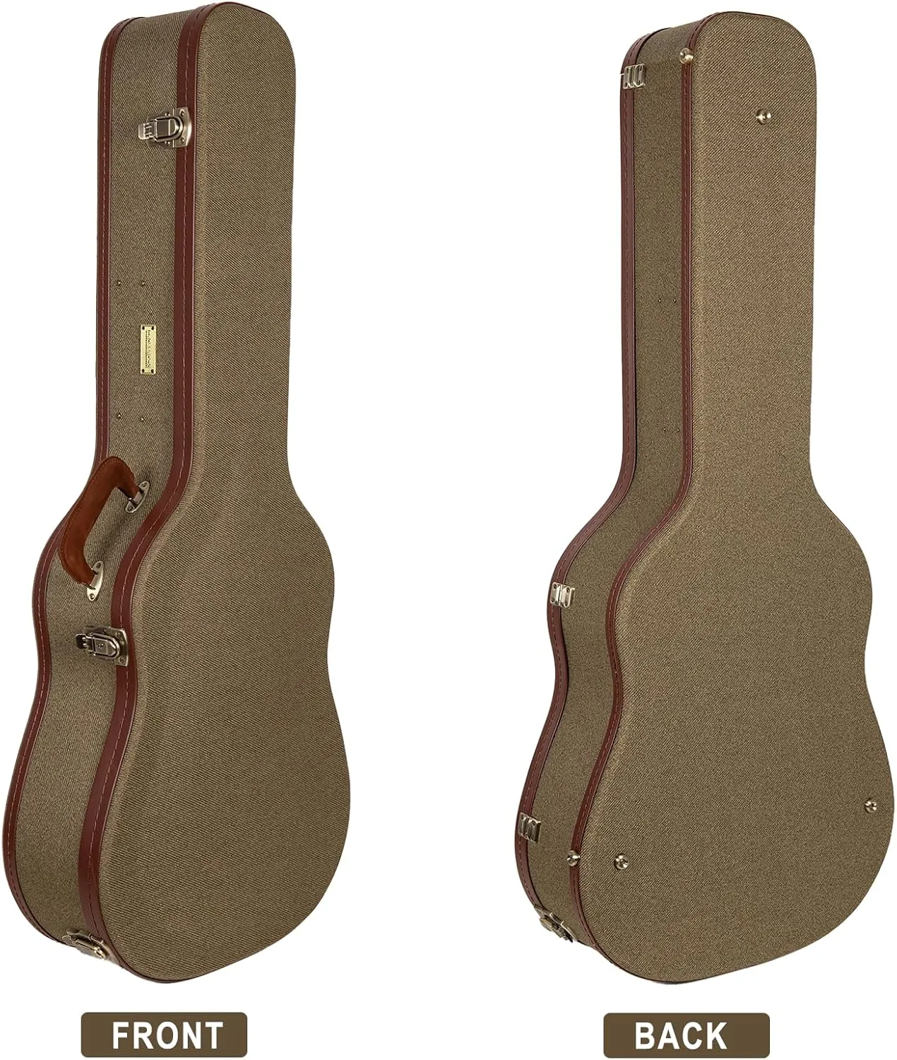 Crossrock Master Series Dreadnought Acoustic Guitar Case for Gibson J-45 / Martin D-Style | Olive Green Eco Tweed Fabric, Re-Engineered Shell, Leather Handle & Forest Green Velvet Interior