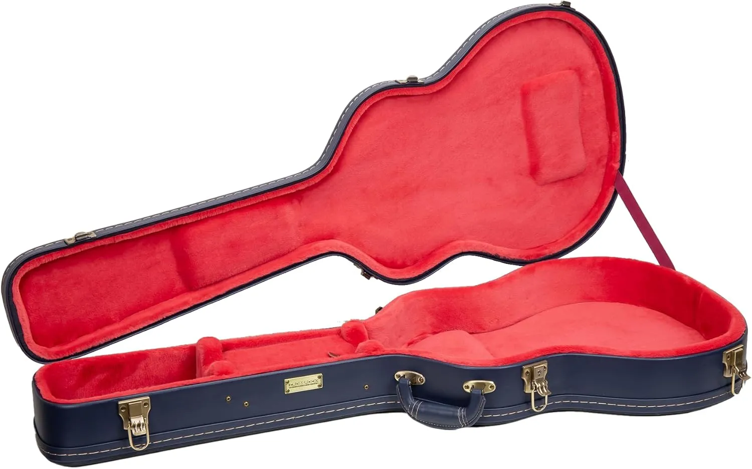 Crossrock Relief Series 335 Guitar Case for ES-335 & Semi-Hollow Electric Guitars | Carved Ocean Blue Finish, Deep Scarlett Velvet Interior, Lock – Premium Wooden Hardshell