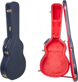 Crossrock Relief Series 335 Guitar Case for ES-335 & Semi-Hollow Electric Guitars | Carved Ocean Blue Finish, Deep Scarlett Velvet Interior, Lock – Premium Wooden Hardshell