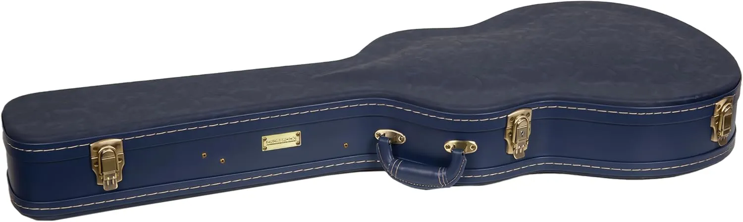 Crossrock Relief Series 335 Guitar Case for ES-335 & Semi-Hollow Electric Guitars | Carved Ocean Blue Finish, Deep Scarlett Velvet Interior, Lock – Premium Wooden Hardshell