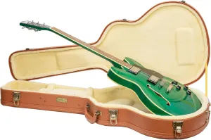 Crossrock Relief Series 335 Guitar Case for ES-335 & Semi-Hollow Electric Guitars | Carved Red Wood Finish, Ivory Plush Interior, Lock – Premium Wooden Hardshell