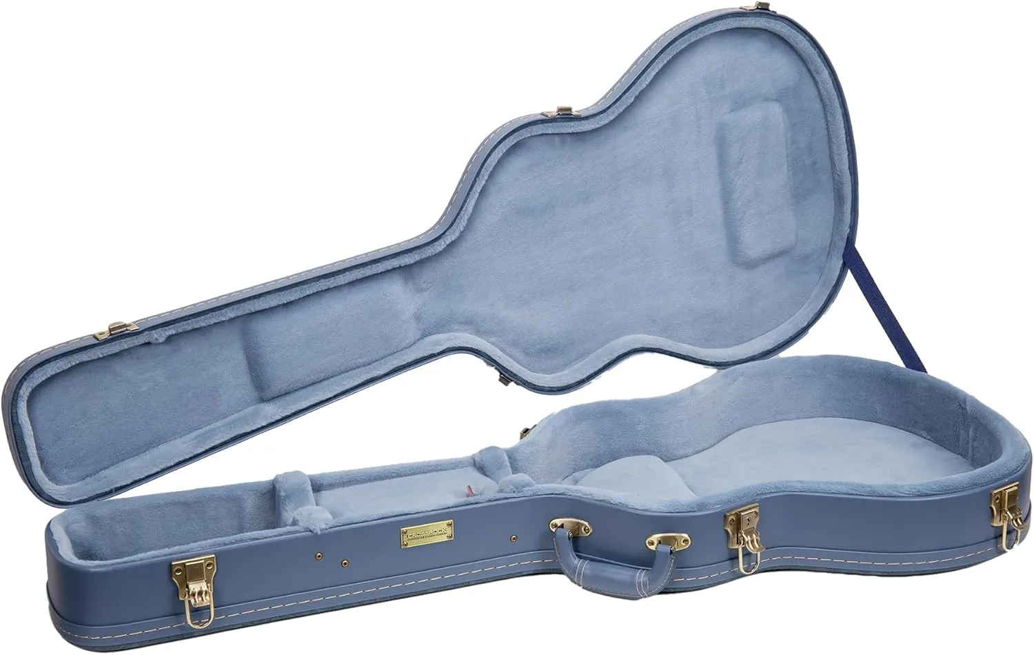 Crossrock Relief Series 335 Guitar Case for ES-335 & Semi-Hollow Electric Guitars | Carved Smoke Blue Finish, Monochrome Blue Velvet Interior, Lock – Premium Wooden Hardshell