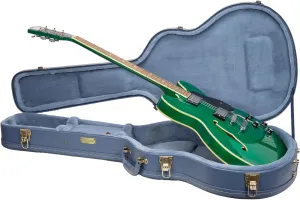 Crossrock Relief Series 335 Guitar Case for ES-335 & Semi-Hollow Electric Guitars | Carved Smoke Blue Finish, Monochrome Blue Velvet Interior, Lock – Premium Wooden Hardshell