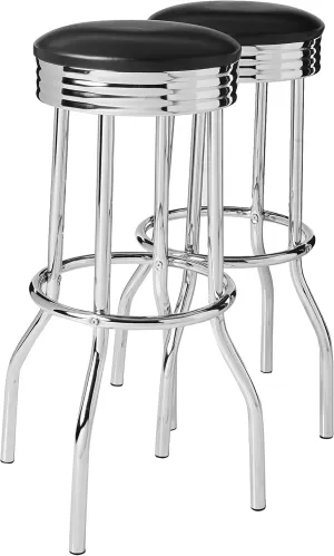 Crown Mark Retro Barstool, Bar Height, Black And Chrome