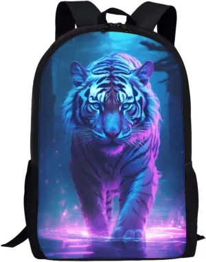 Cumagical Purple Tiger Lake Print Lightweight Backpack Bookbags Outdoor Travel Laptop Daypack