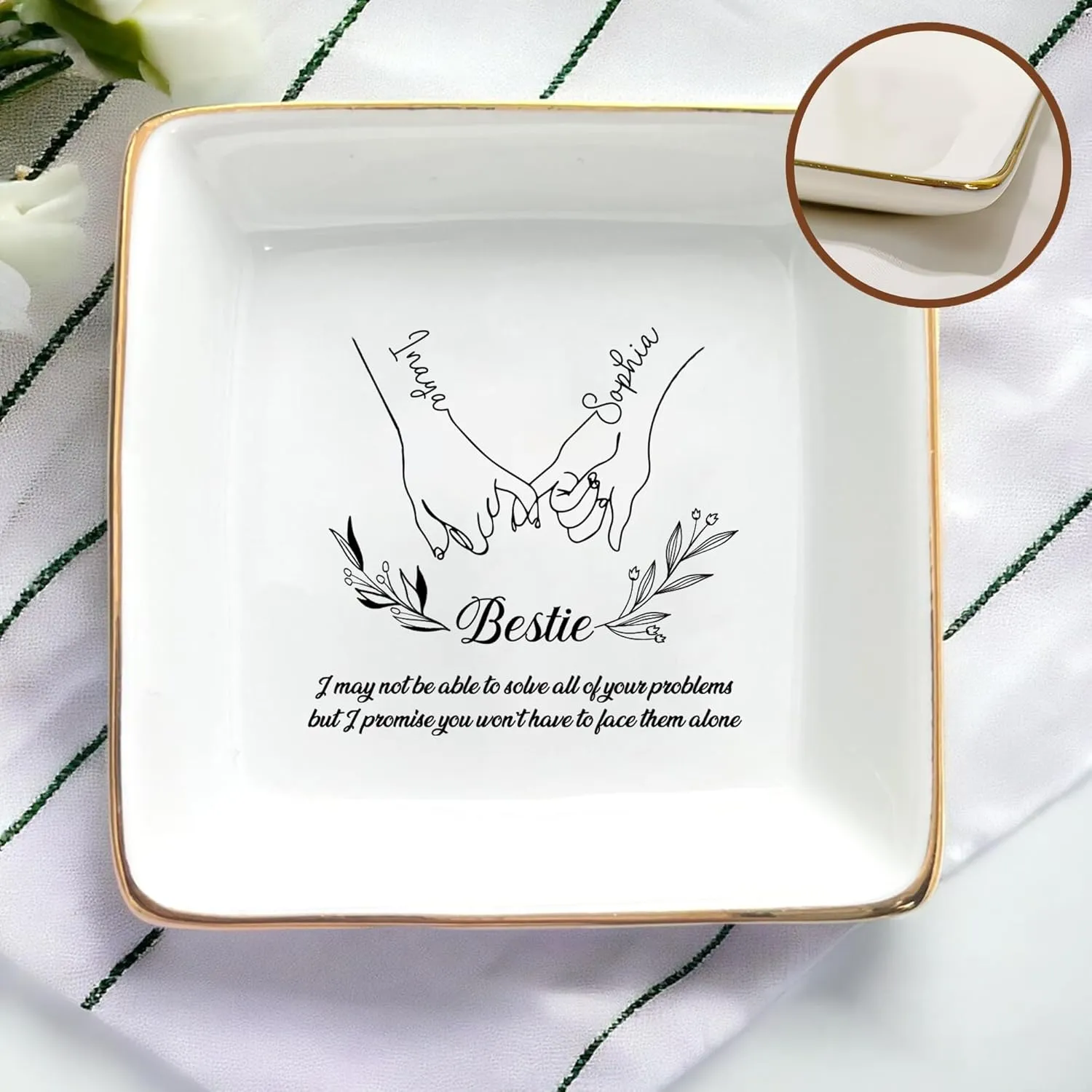 Customized Friend Jewelry Dish, Custom Friendship Tray, Unique Gift for Women, Birthday Bestie Gift, Sister Gifts from Sister, Thoughtful Friend Gift