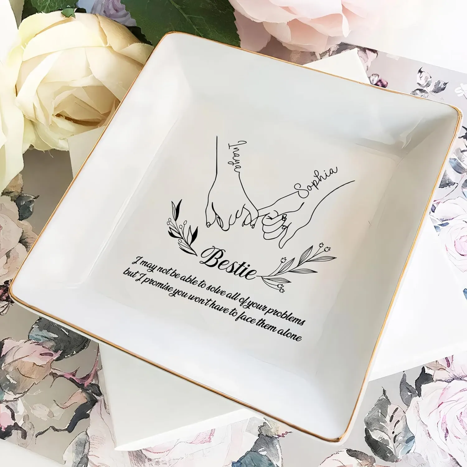 Customized Friend Jewelry Dish, Custom Friendship Tray, Unique Gift for Women, Birthday Bestie Gift, Sister Gifts from Sister, Thoughtful Friend Gift