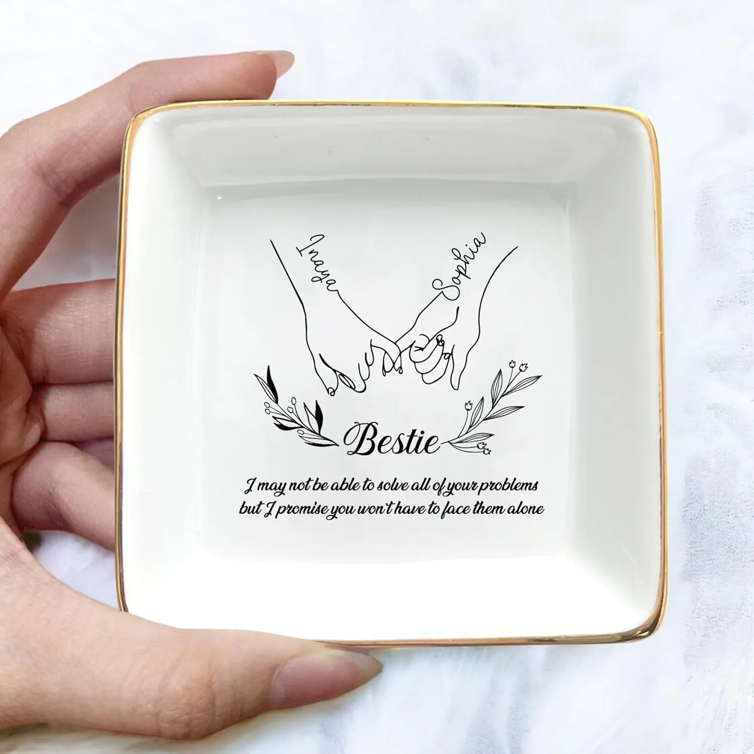 Customized Friend Jewelry Dish, Custom Friendship Tray, Unique Gift for Women, Birthday Bestie Gift, Sister Gifts from Sister, Thoughtful Friend Gift