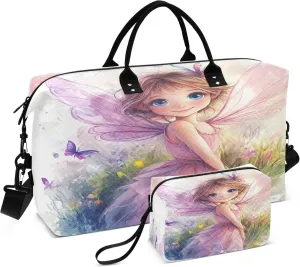 Cute Girl with Wings Travel Duffel Bag for Women Weekend Overnight Dag with Toiletry Bag, Luggage Bag for Travel, Sport, Gym