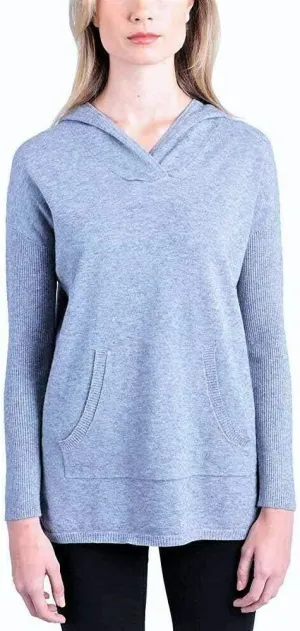 Cyrus Ladies' Drop Shoulder Ribbed Hem Pullover Hoodie Denim XL