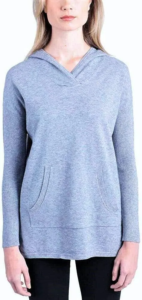 Cyrus Ladies' Drop Shoulder Ribbed Hem Pullover Hoodie Denim XL