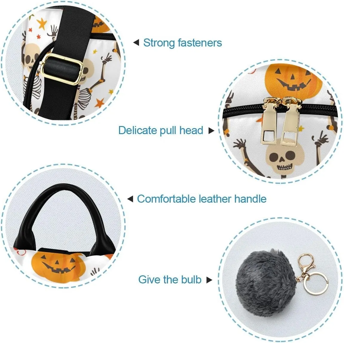 Dancing Skeletons Pumpkins Women Backpack Purse Anti Theft Design Travel Hiking Camping Rucksack Pack