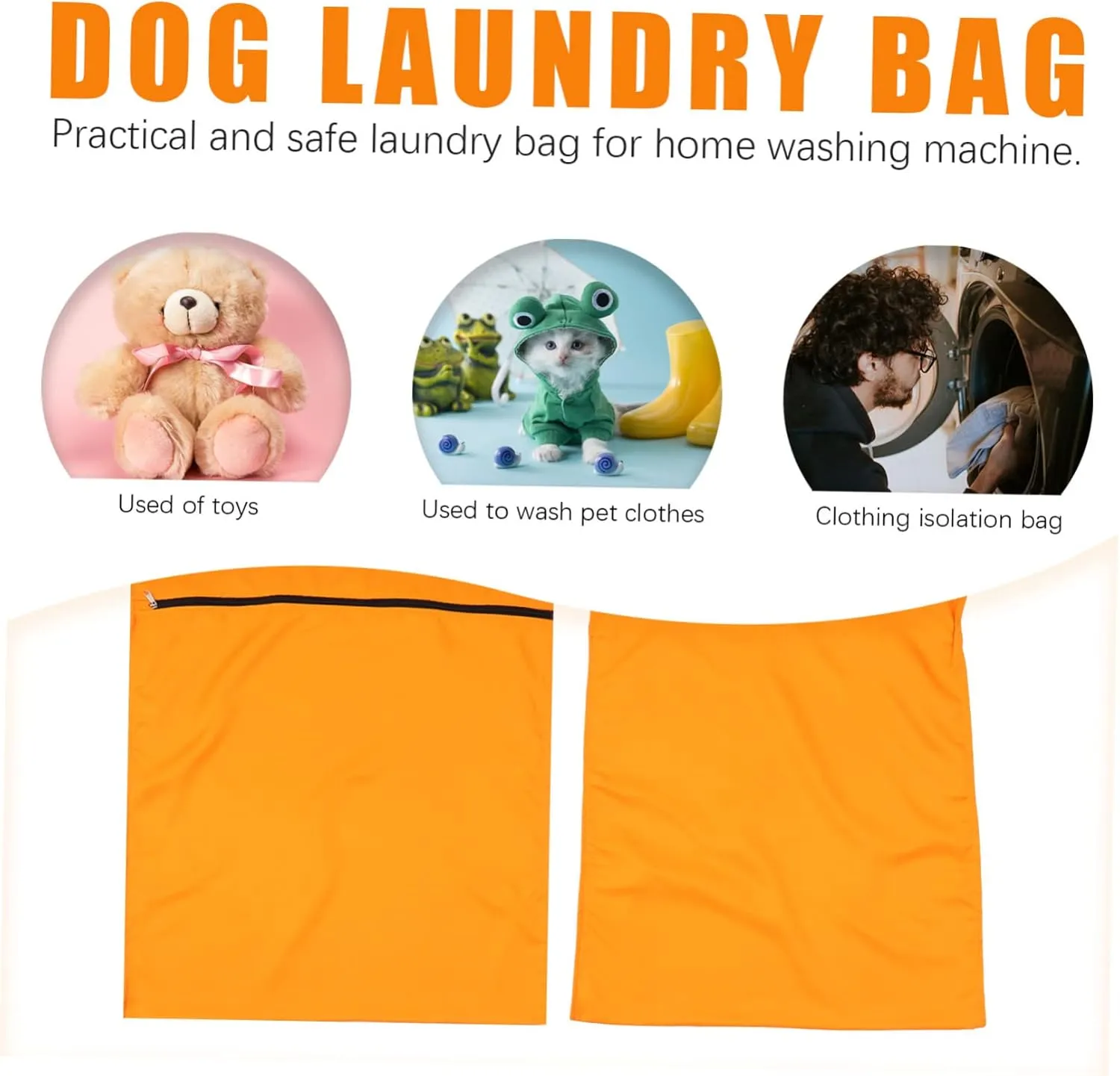 DECHOUS Dog Hair Laundry Catcher Pet Polyester Wash Bag Large Bags Handles Prevents Deformation Machine Washable