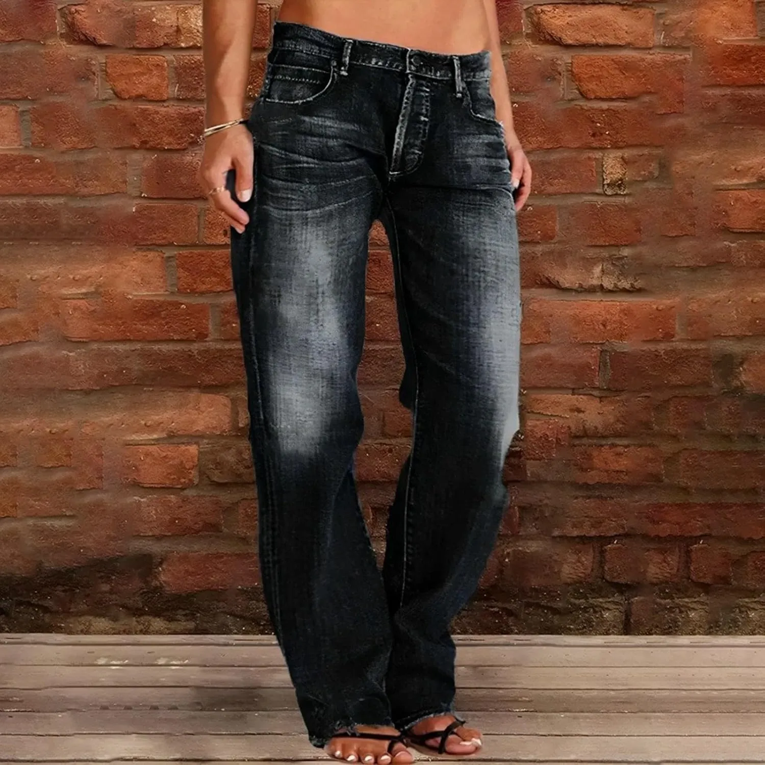 Denim Sweatpants Jeans for Women Trendy Low Rise Baggy Jeans Y2k Boyfriend Barrel Jeans Casual Loose Wide Leg Jeans