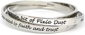 Disney Couture Tinkerbell Interlocking Triple Silver Plated Bangle Bracelet