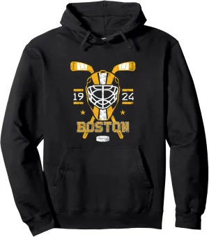 Distressed Boston Hockey Helmet Retro Vintage Pullover Hoodie