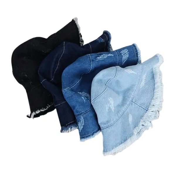 Distressed Denim Bucket Hat