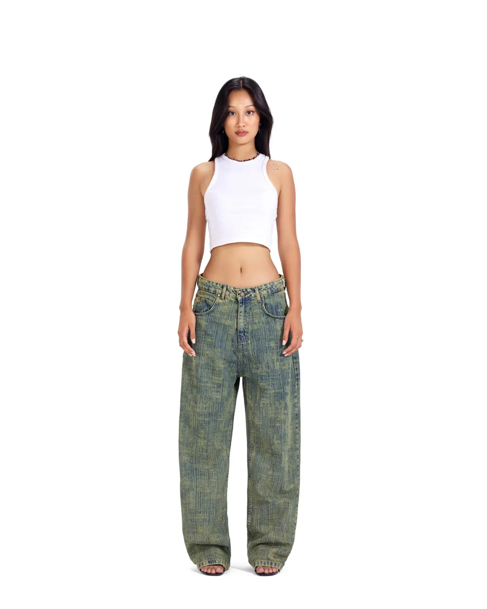 Distressed Denim - Gradient Green