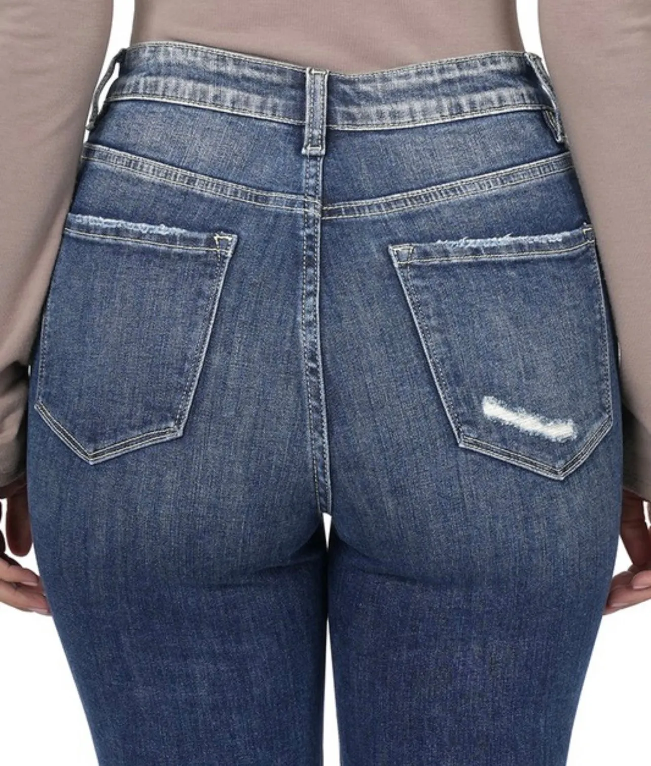 Distressed Hem Ankle Skinny Denim Jeans