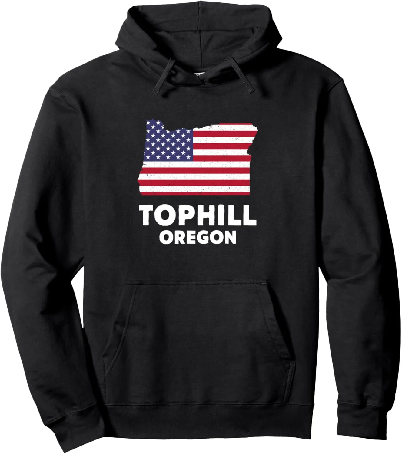 Distressed Patriotic USA Flag Tophill, Oregon Pullover Hoodie