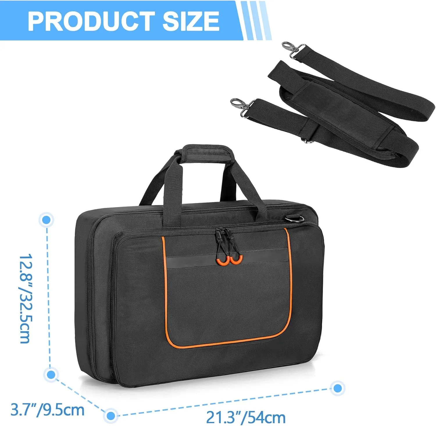 DJ Controller Bag Compatible with Pioneer DDJ-FLX4/ DDJ-400/ DDJ-SB2/ DDJ-SB3/ DDJ-REV1, Padded DJ Controller Carrying Case with Laptop Compartment and Accessory Pockets for DJ Mixer, DJ Cable