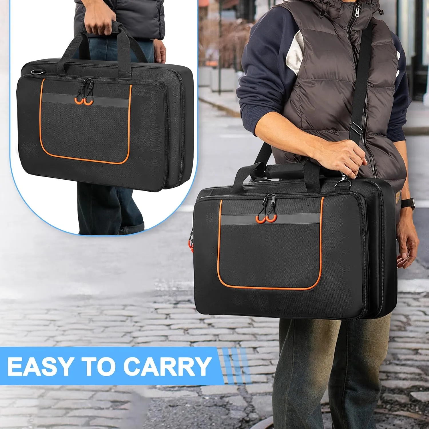 DJ Controller Bag Compatible with Pioneer DDJ-FLX4/ DDJ-400/ DDJ-SB2/ DDJ-SB3/ DDJ-REV1, Padded DJ Controller Carrying Case with Laptop Compartment and Accessory Pockets for DJ Mixer, DJ Cable