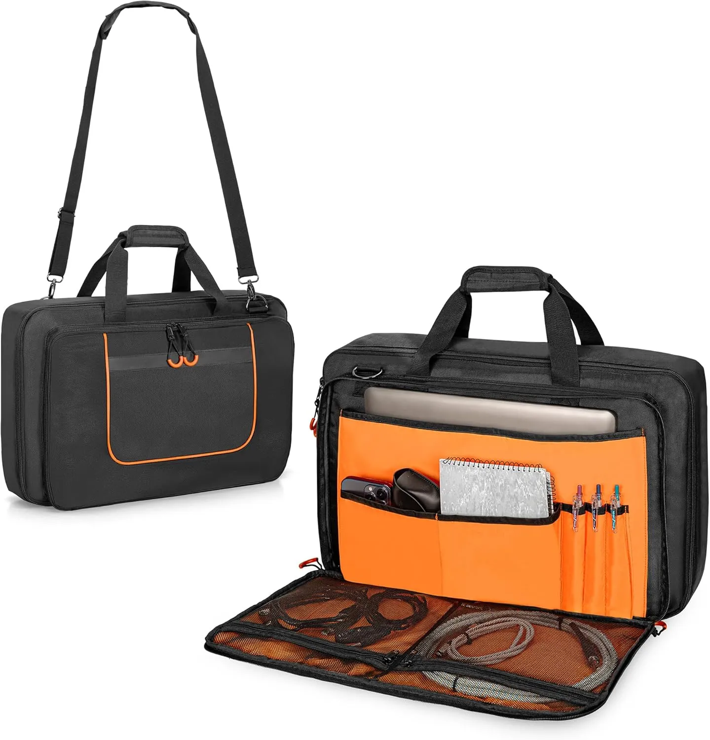 DJ Controller Bag Compatible with Pioneer DDJ-FLX4/ DDJ-400/ DDJ-SB2/ DDJ-SB3/ DDJ-REV1, Padded DJ Controller Carrying Case with Laptop Compartment and Accessory Pockets for DJ Mixer, DJ Cable