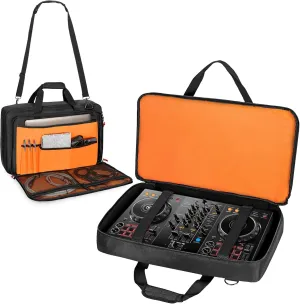 DJ Controller Bag Compatible with Pioneer DDJ-FLX4/ DDJ-400/ DDJ-SB2/ DDJ-SB3/ DDJ-REV1, Padded DJ Controller Carrying Case with Laptop Compartment and Accessory Pockets for DJ Mixer, DJ Cable