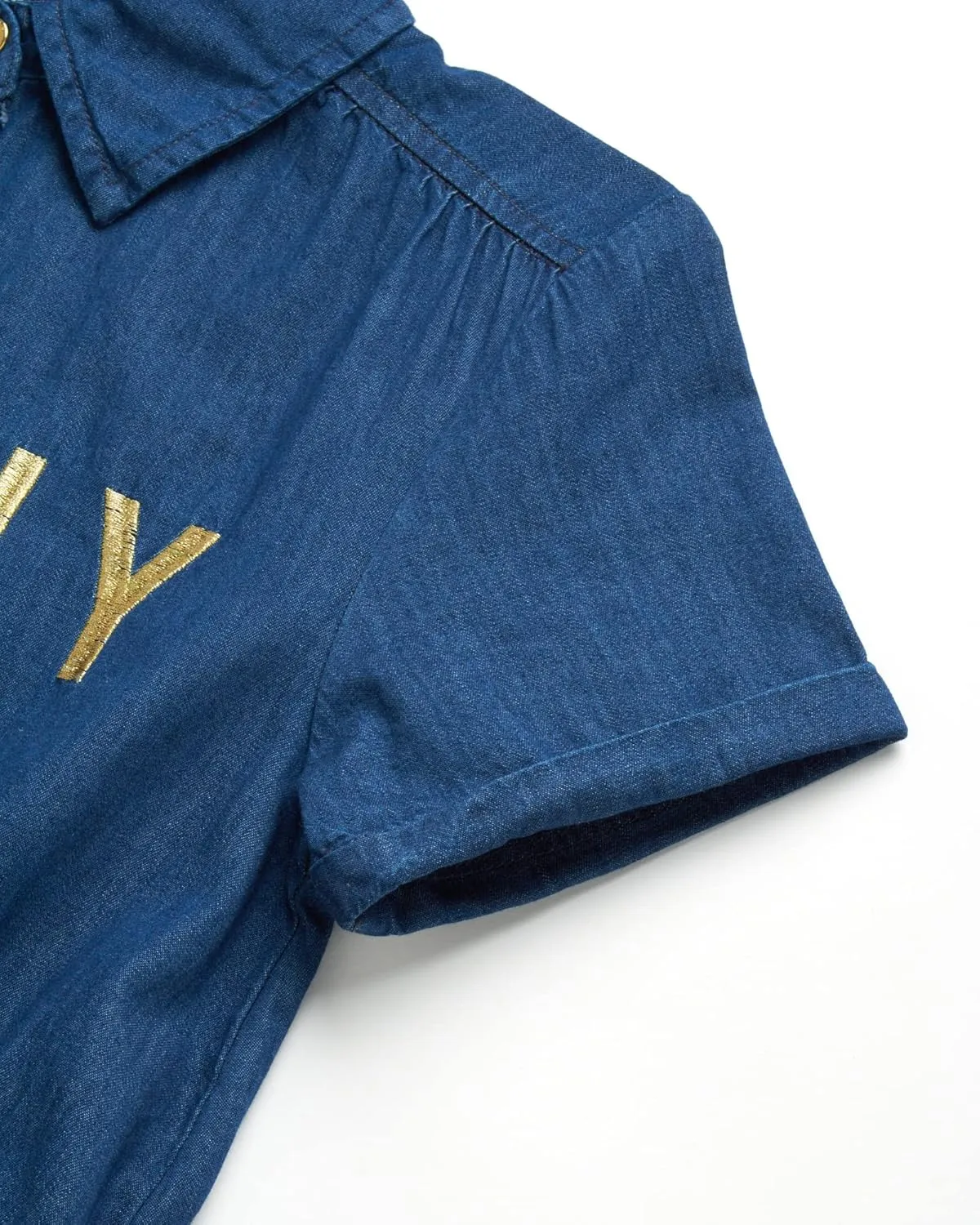 DKNY Girls’ Casual Dress - Button Down Denim Dress - Chambray Denim Jumper Jean Dress for Girls (7-16)