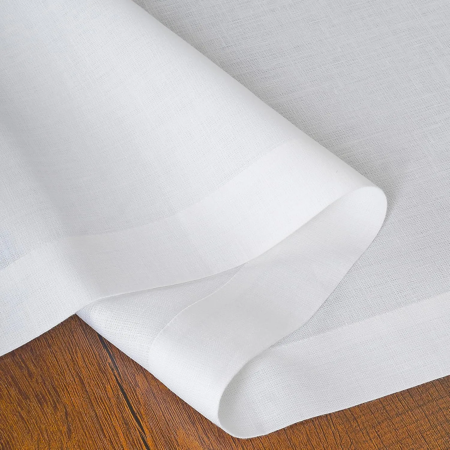 D'Moksha Homes Linen Table Runner 14 x 36 Inch - 100% Pure Linen White Table Runner - Machine Washable Farmhouse Table Runner for 4th of July