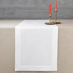 D'Moksha Homes Linen Table Runner 14 x 36 Inch - 100% Pure Linen White Table Runner - Machine Washable Farmhouse Table Runner for 4th of July