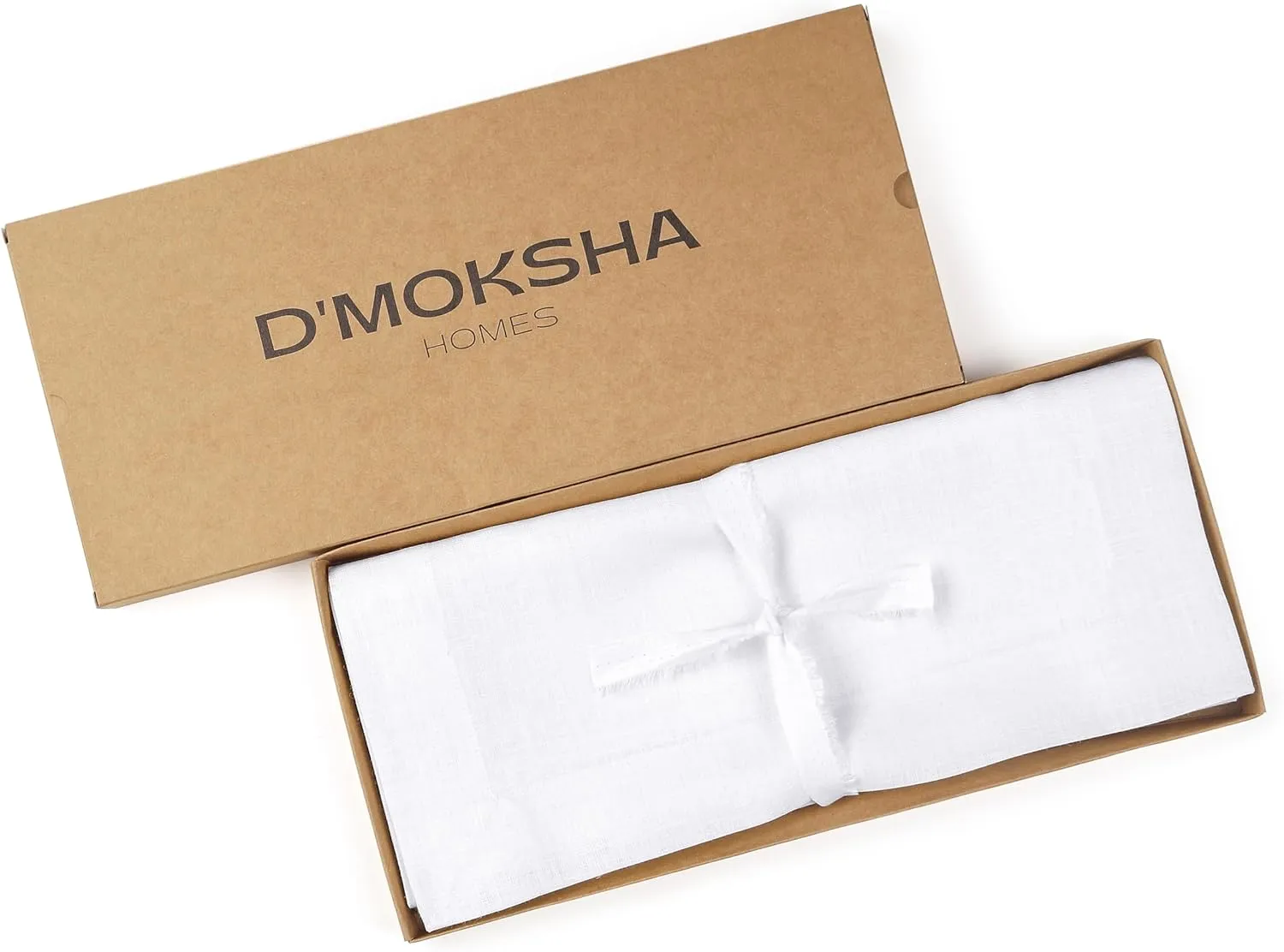 D'Moksha Homes Linen Table Runner 14 x 36 Inch - 100% Pure Linen White Table Runner - Machine Washable Farmhouse Table Runner for 4th of July