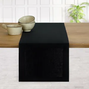 D'Moksha Homes Linen Table Runner 14 x 72 Inch - 100% Pure Linen Black Table Runner - Machine Washable Farmhouse Table Runner for Summer