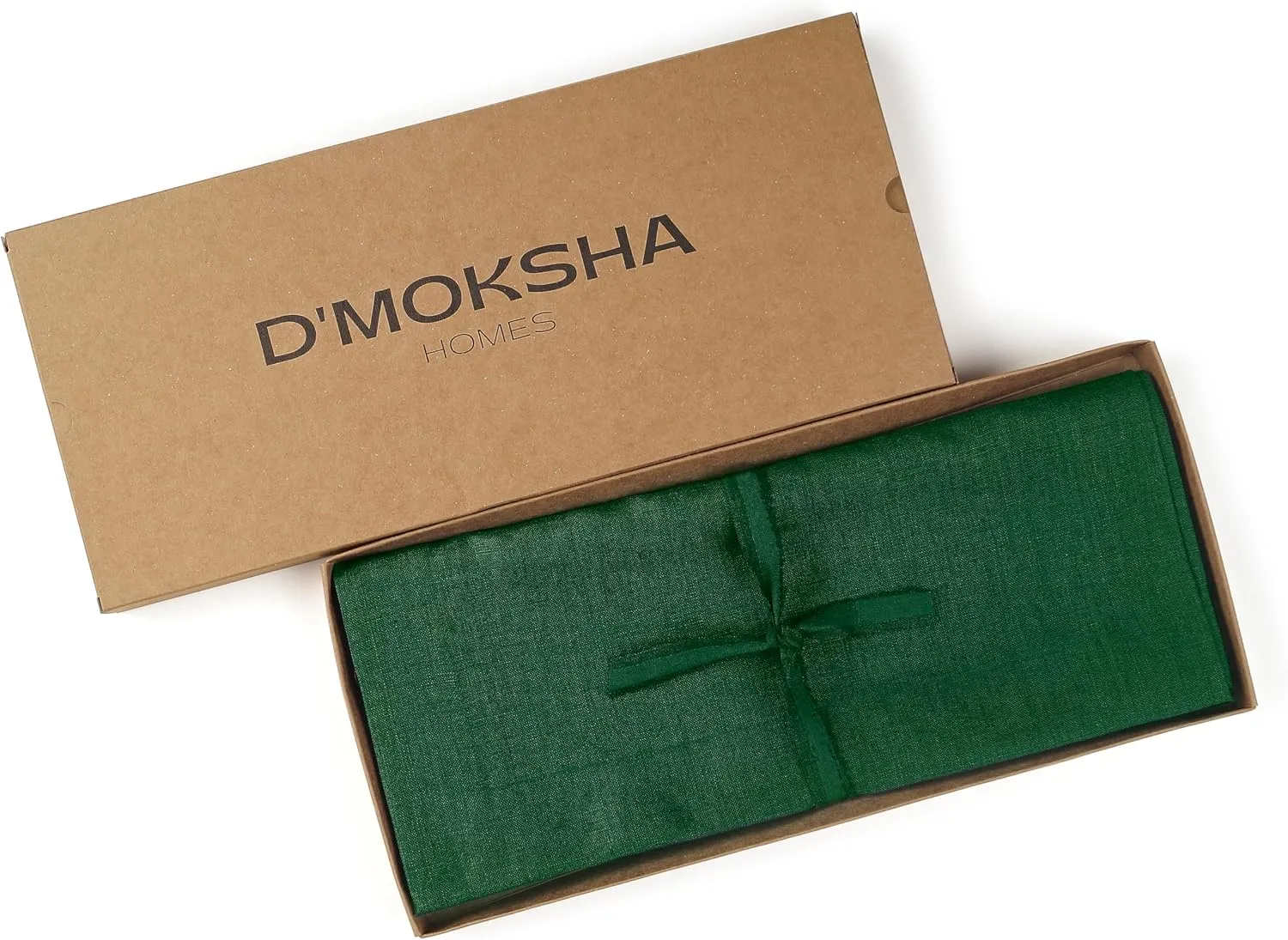 D'Moksha Homes Linen Table Runner 14 x 72 Inch - 100% Pure Linen Forest Green Table Runner - Machine Washable Farmhouse Table Runner for Summer