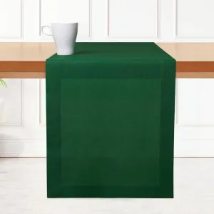 D'Moksha Homes Linen Table Runner 14 x 72 Inch - 100% Pure Linen Forest Green Table Runner - Machine Washable Farmhouse Table Runner for Summer